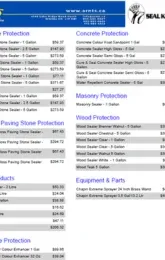 Seal King Wood Price Sheet
